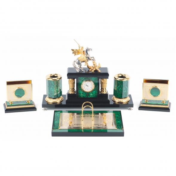 Письменный прибор из малахита &amp;quot;Георгий Победоносец&amp;quot; 118857