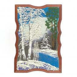 Панно прямоугольное "Зимний пейзаж" 22х15 см каменная крошка