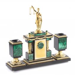 Письменный набор "Фемида" камень малахит Златоуст