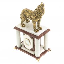 Часы настольные "Волк" лемезит, мрамор