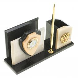 Настольная визитница "Щит" из мрамора