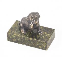 Статуэтка из бронзы и змеевика "Собачка малая №9"