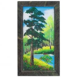 Картина из камня "Летний пейзаж" рамка змеевик 23х13 см