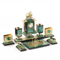 Письменный набор "Ак Барс" камень малахит, позолота