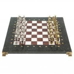 Шахматы "Атлас" доска 28х28 см из камня мрамор лемезит фигуры металлические