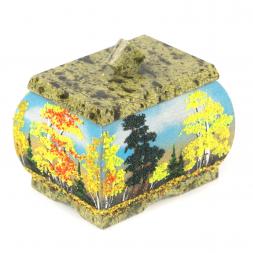 Шкатулка с рисунком "Осень" змеевик 10х7,5х9 см