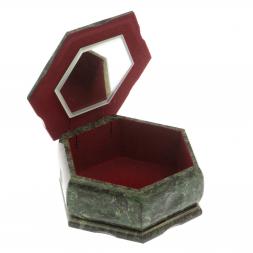 Шкатулка шестигранная с рисунком &amp;quot;Летний пейзаж&amp;quot; 14х12,5х7 см змеевик