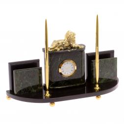 Настольный прибор "Лев" камень нефрит