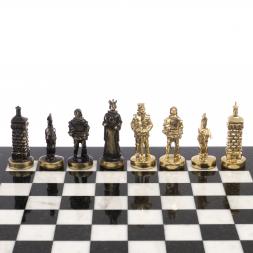 Шахматы бронзовые "Европейские" доска 32х32 см мрамор