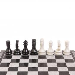 Шахматы с гравировкой "Греческий орнамент" мрамор гранит доска 40х40см