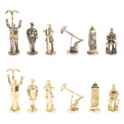 Шахматы подарочные "Нефтяники" 44х44 см шабровский змеевик мрамор