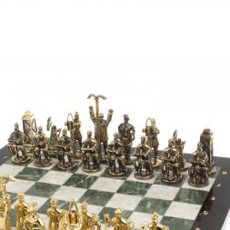Шахматы подарочные "Нефтяники" 44х44 см шабровский змеевик мрамор