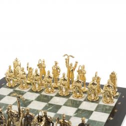 Шахматы подарочные "Нефтяники" 44х44 см шабровский змеевик мрамор