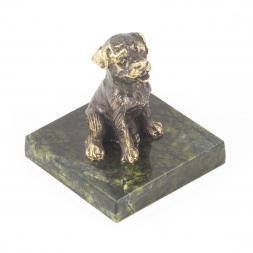 Статуэтка "Собачка средняя №6" из бронзы и змеевика