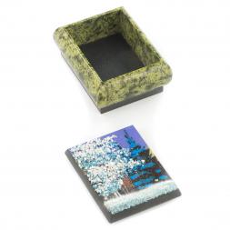 Шкатулка змеевик рисунок Зима 10х8х5 см