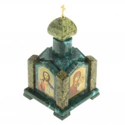 Шкатулка &amp;quot;Часовня&amp;quot; камень змеевик 14х14х24 см
