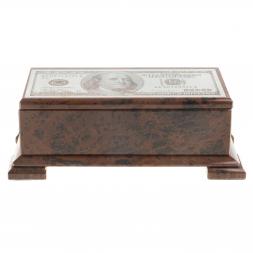 Шкатулка "Купюра 100 долларов" камень обсидиан