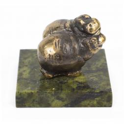 Статуэтка "Пара бегемотов малые" бронза змеевик