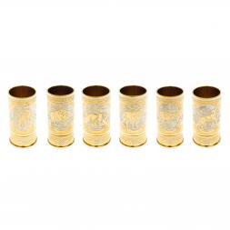 Набор стопок гильз &amp;quot;Лесные звери&amp;quot; 6 шт в кожаном патронташе Златоуст