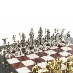 Шахматы "Подвиги Геракла" доска 28х28 см из камня лемезит мрамор