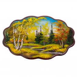 Панно с рисунком из камня "Осенний пейзаж" 45х29 см