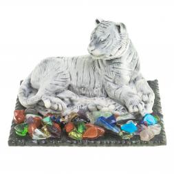 Сувенир "Тигр лежит" из змеевика и мрамолита