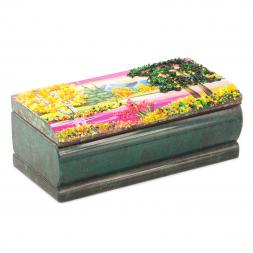 Шкатулка с рисунком "Осень" 14х7х5 см камень змеевик