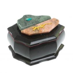 Шкатулка &amp;quot;Ракушка&amp;quot; камень змеевик / розовый мрамор 14х10х9 см