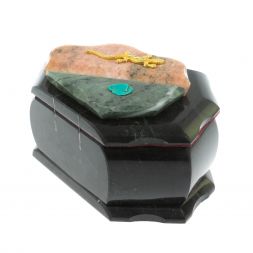 Шкатулка &amp;quot;Ракушка&amp;quot; камень змеевик / розовый мрамор 14х10х9 см