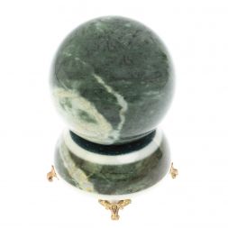 Шар Антистресс 9,5 см на подставке из змеевика ножки бронза