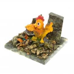 Сувенир "Петух с деньгами" камень змеевик